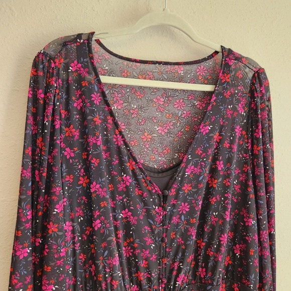 Torrid Mini Size 2X Mesh Button Floral Bodycon Dress - Picture 3 of 13